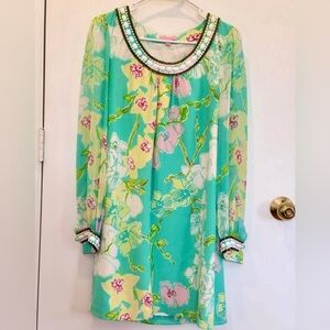 Lilly Pulitzer Floral Dress in Aqua and Pink